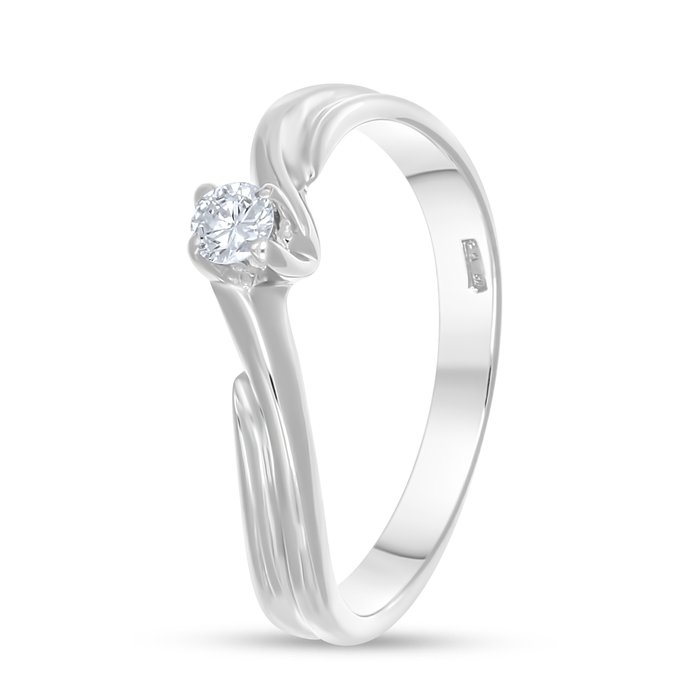 Ring - 18 kraat Hvidguld -  0.10ct. tw. Diamant (Natur)