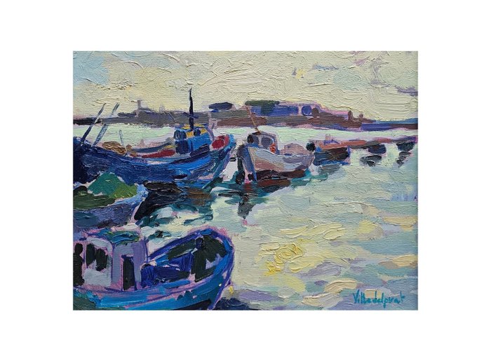 Spanish school (XX) - Fauvist boats in the port