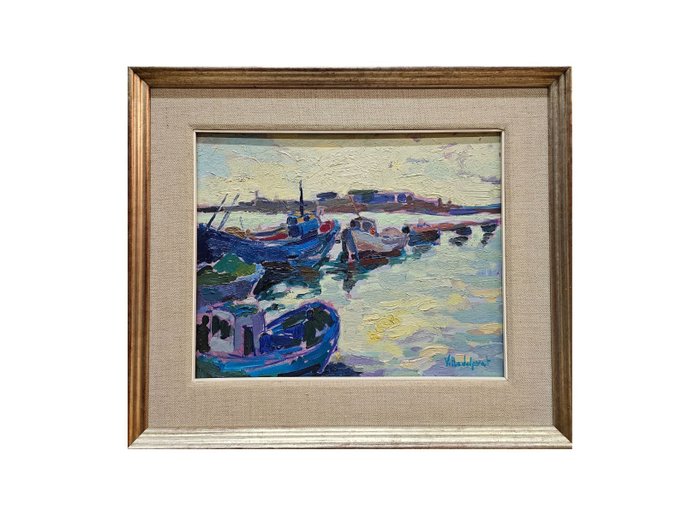 Spanish school (XX) - Fauvist boats in the port