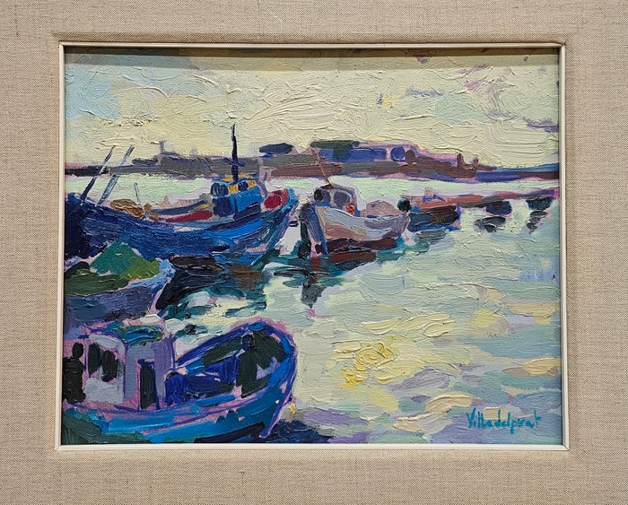 Spanish school (XX) - Fauvist boats in the port