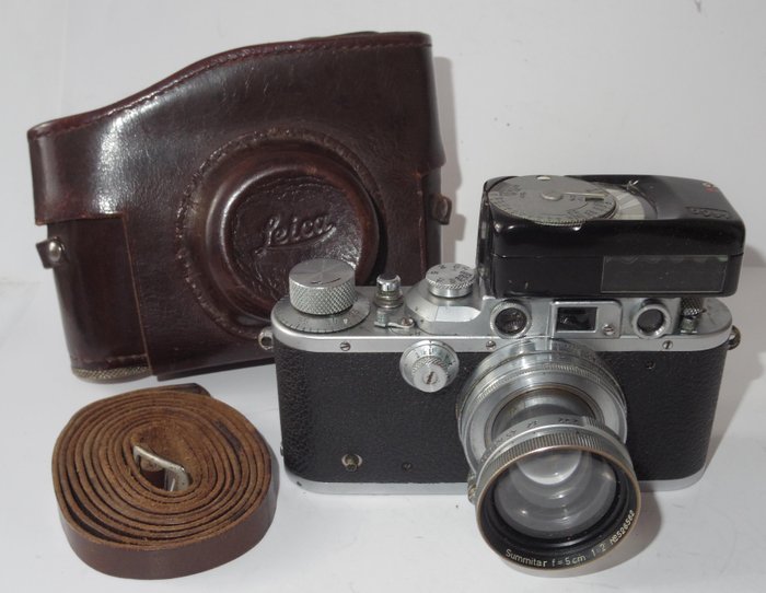 Leica IIIb body - 1939 -  Summitar 2/50 - LC60 light meter with rare matching case Rangefinder søgerkamera  (Ingen mindstepris)