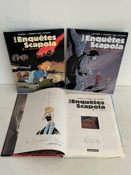 Les Enquêtes Scapola T1 à T3 + dédicace couleur - Série complète - 3x C - 3 Album - Første udgave - 2000/2003