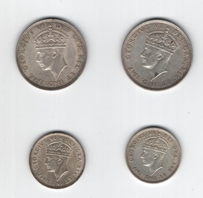 Cypern. Georg 5. af Storbritannien (1910-1936). A Lot of 4x Silver Cypriot Coins, 18 Piastres  9 Piastres 1938, 1940  (Ingen mindstepris)