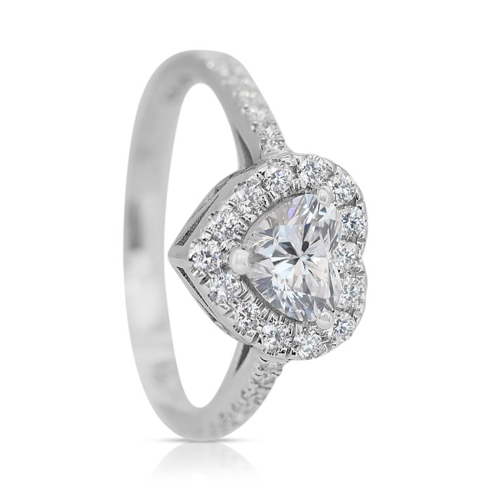 Ring - 18 kraat Hvidguld -  1.06ct. tw. Diamant (Natur) - Diamant