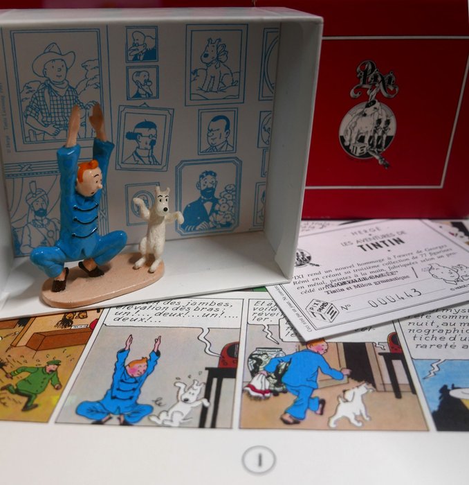 Tintin - Figurine Pixi 4556 - HERGÉ : Tintin série N°3 - Tintin et Milou gymnastique " L'OREILLE CASSEE "