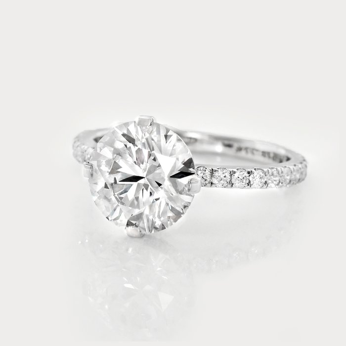 Ingen mindstepris - Ring - 14 karat Hvidguld -  3.44ct. tw. Diamant (Laboratoriedyrket) - Diamant - IGI 3,00 ct Ideal E VS1