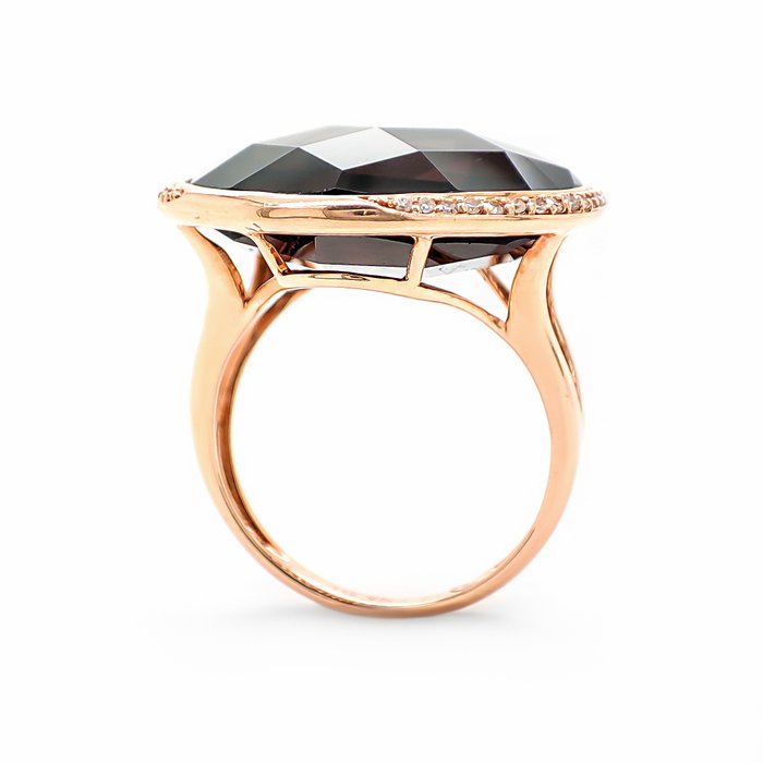 Ring - 14 karat Rosaguld -  2070ct tw Kvarts - Diamant