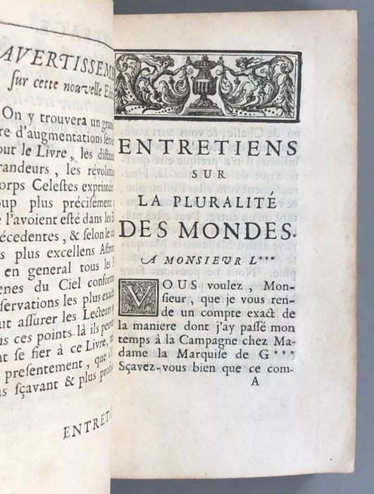 Fontenelle - Entretiens sur la pluralité des mondes - 1708