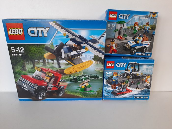 Lego - City - 60070+60136+60127 - Watervliegtuig Achtervolging+Politie Starter Set +Gevangeniseiland Starter Set