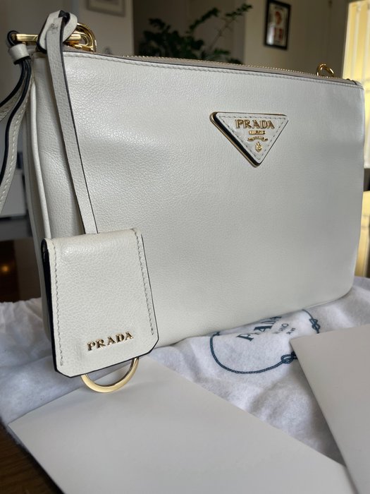 Prada - SAC PRADA BANDOLIERA IN PELLE GLACE CALF BIANCO - Skuldertaske