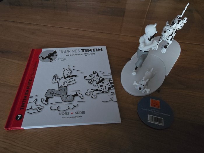 Tintin - Figurine en blanc et noir Hs Tintin , milou et Dalmatien - L'ile noire