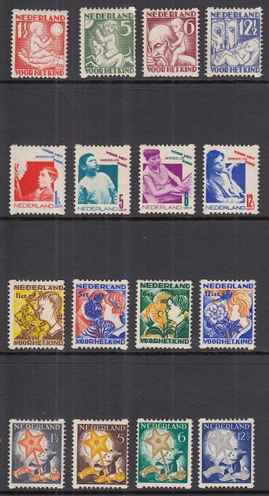 Holland 1930/1933 - Perforering af børnerulle - NVPH R86/R89, R90/R93, R94/R97, R98/R101