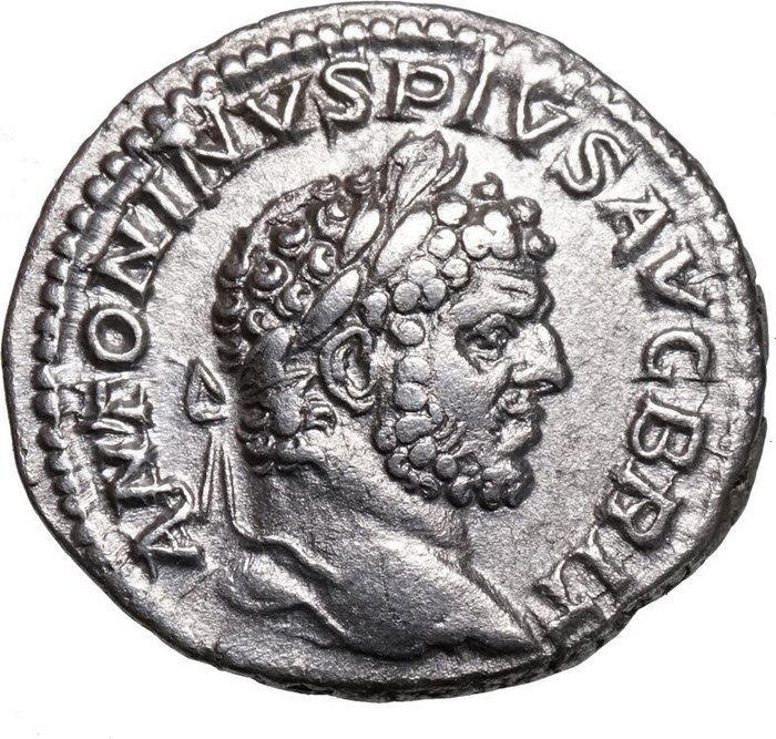 Romarriket Caracalla (AD 198-217) Denarius Rom MARS mit Trophäe und Lanze