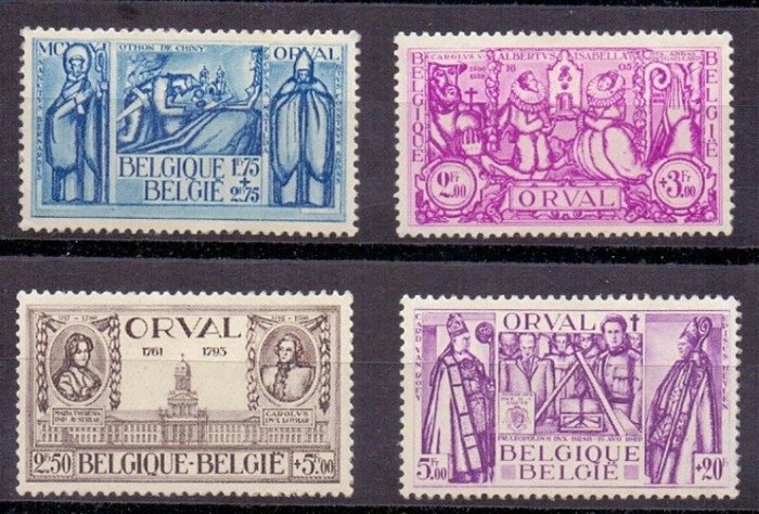 Belgien 1933 - Large Orval: 4 store værdier - €995 CW - OBP 370/373