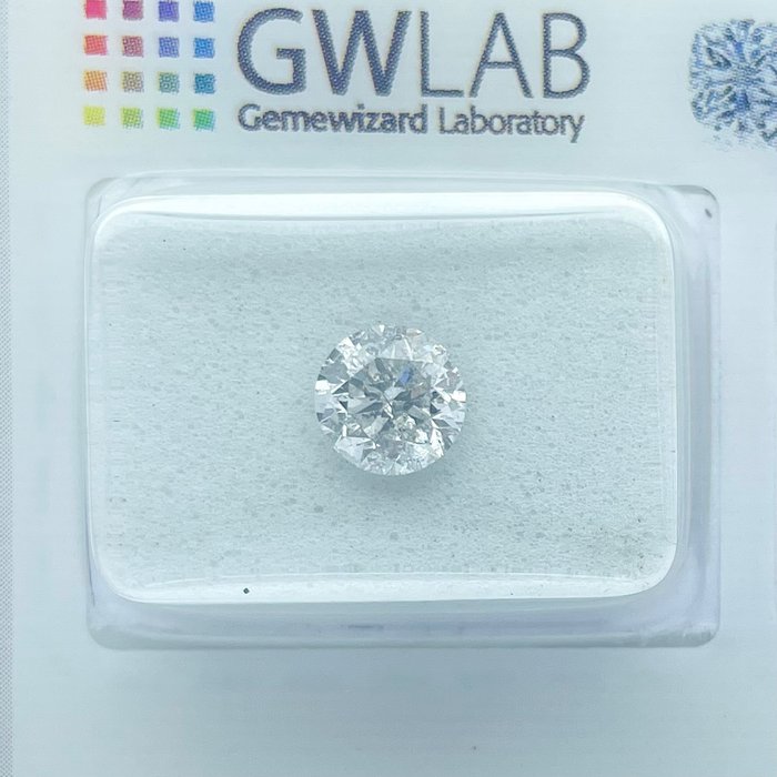 Ingen mindstepris - 1 pcs Diamant  (Natur)  - 0.96 ct - Rund - D (farveløs) - I1 - Gemewizard Gemological Laboratory (GWLab)