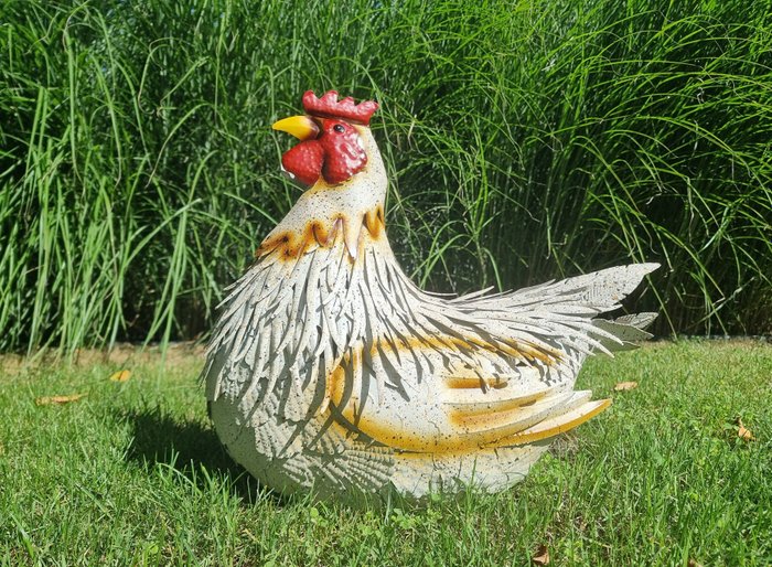 Skulptur, Metal Hen - Garden chicken figure - 46 cm - Metal