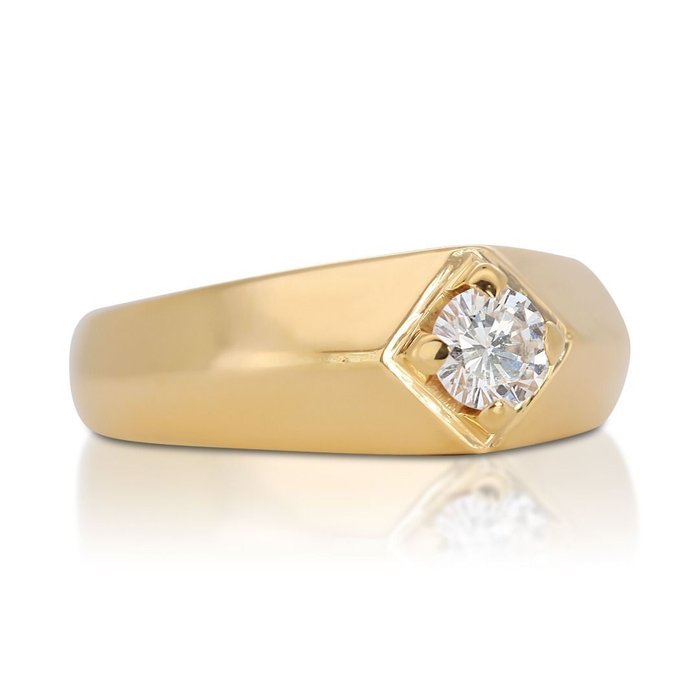 Ring - 14 karat Gulguld -  0.17ct. tw. Diamant (Natur)