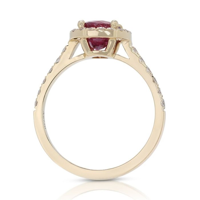 Ring - 18 kraat Gulguld -  1.51ct. tw. Rubin - Diamant