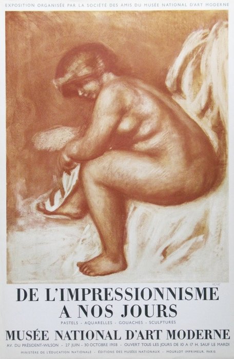 Auguste Renoir - Affiche originale d'exposition - Paris - 1958