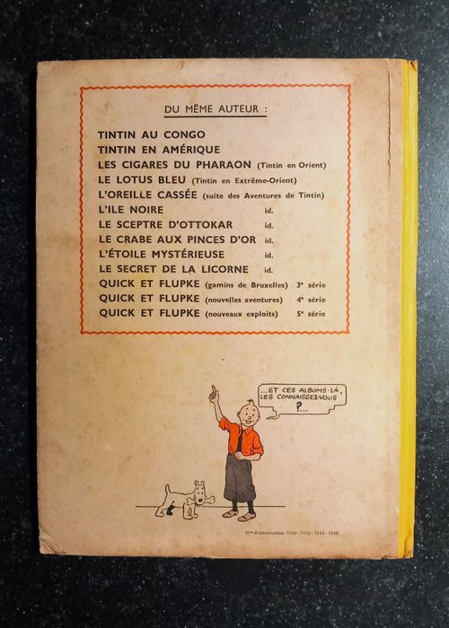 Tintin T9 - Le crabe au pinces d’or (A23) - C - 2e édition - 1 Album - 1944