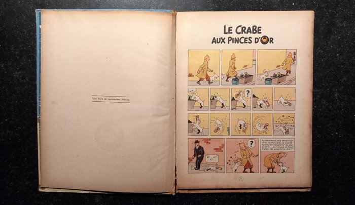 Tintin T9 - Le crabe au pinces d’or (A23) - C - 2e édition - 1 Album - 1944