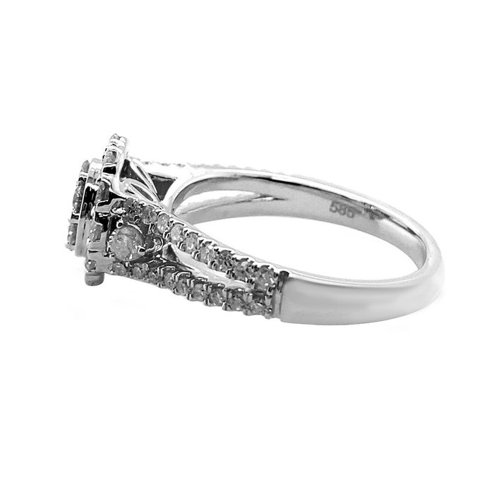 Ring - 14 karat Hvidguld -  0.82ct. tw. Diamant (Natur)