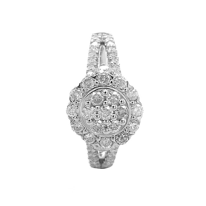 Ring - 14 karat Hvidguld -  0.82ct. tw. Diamant (Natur)