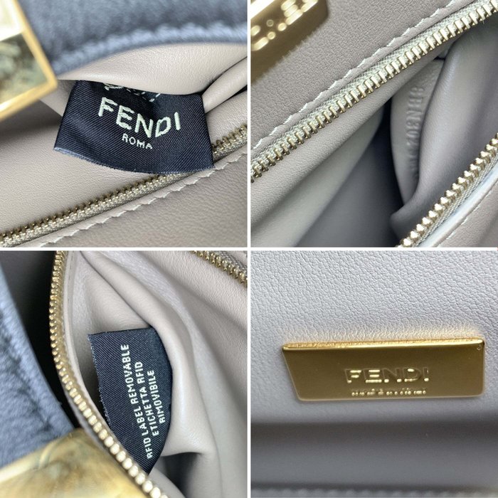 Fendi - Black Leather Peekaboo Essentially Mini Top Handle Satchel Bag - Håndtaske