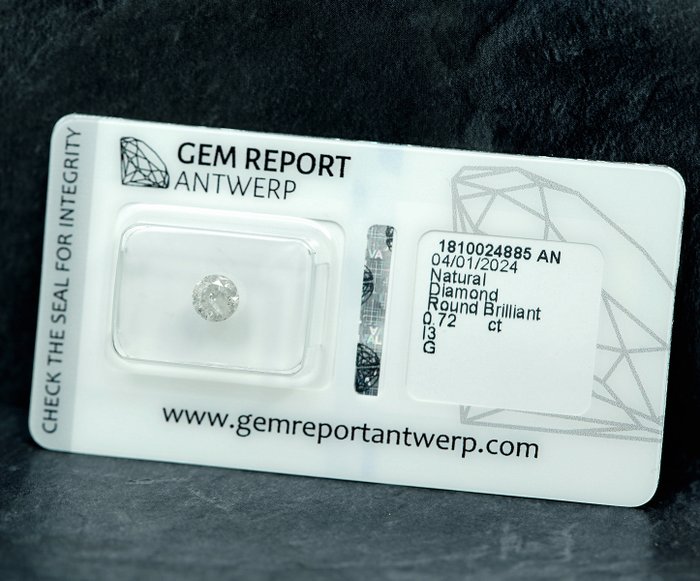 Ingen mindstepris - 1 pcs Diamant  (Natur)  - 0.72 ct - G - I3 - Gem Report Antwerp (GRA)