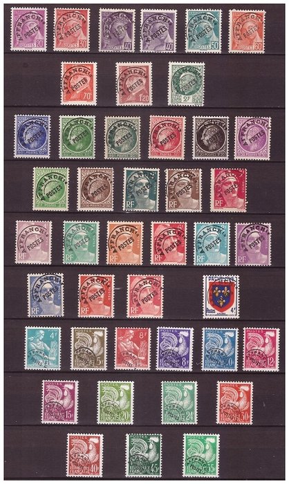 Frankrig 1922/1959 - Pre-annulleret: Komplet sæt i Mint** uden Yvert-hængsler n°78 til n°118 (inklusive gallisk hane) - avec gomme d'origine