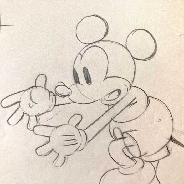 Original Walt Disney of 1932 - Animation Tegning af Mickey + CERTIFIKAT - Mickey Mouse