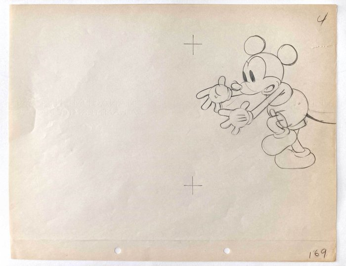 Original Walt Disney of 1932 - Animation Tegning af Mickey + CERTIFIKAT - Mickey Mouse