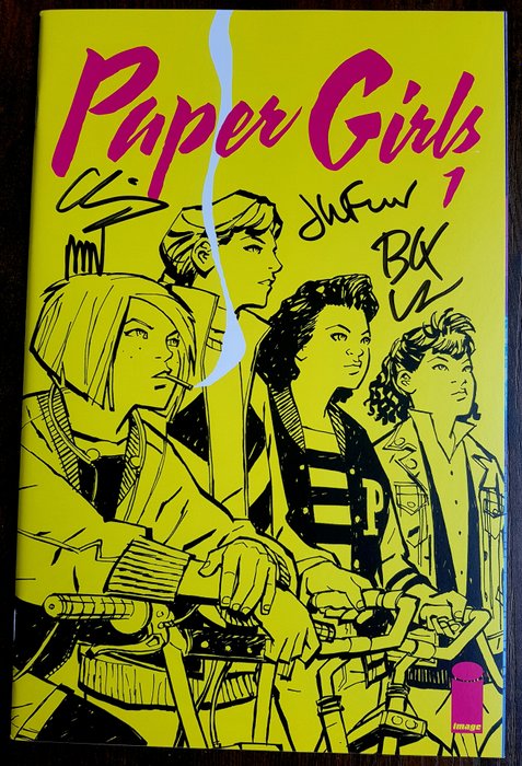 Paper Girls #1 - Signed by Brian K. Vaughan and Entire Creative Team: Chiang, Wilson and Fletcher - 1 Signed comic - Første udgave/2015