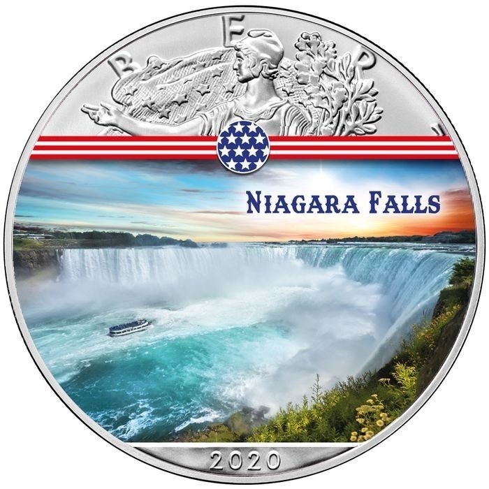 Förenta staterna. 1 Dollar 2020 Silver Eagle -Landmarks "Niagara Falls", 1 Oz (.999)  (Ingen mindstepris)