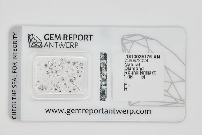 Ingen mindstepris - 63 pcs Diamant  (Natur)  - 1.06 ct - Rund - F, H - I1, I2, I3 - Gem Report Antwerp (GRA)