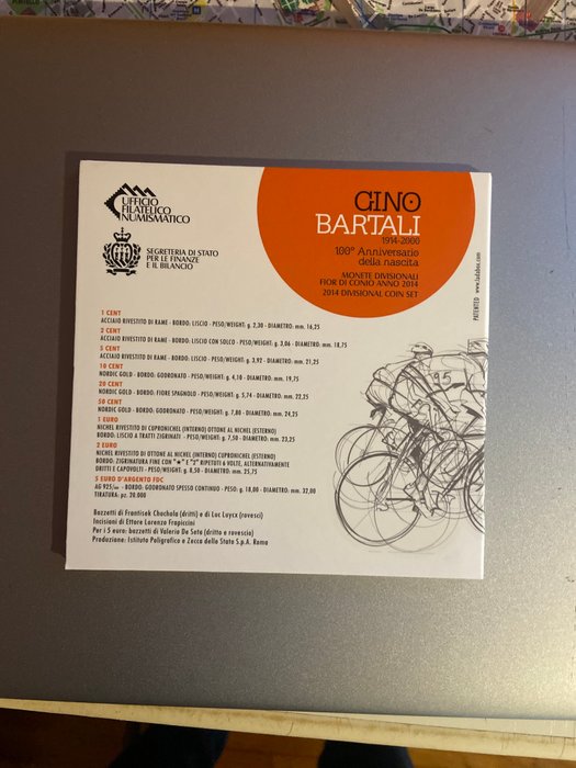 Italien Year Set (FDC) 2014 "Gino Bartali" (incl 5 euro in argento)  (Ingen mindstepris)