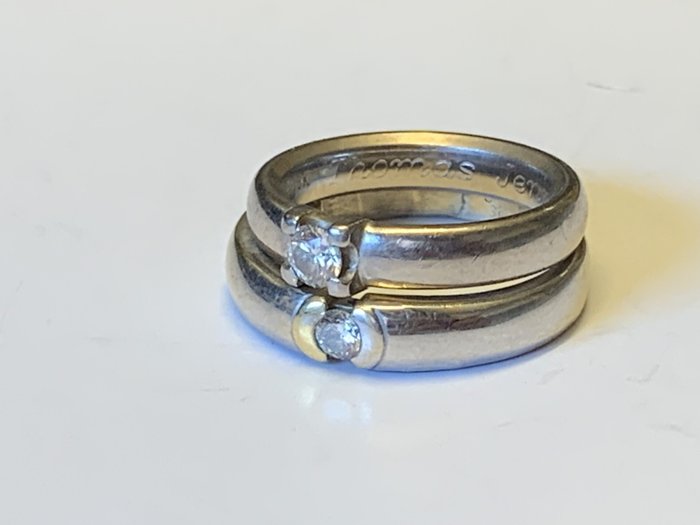 Ring - 18 kraat Hvidguld -  0.33ct. tw. Diamant (Natur)  - Twin Wedding Bands