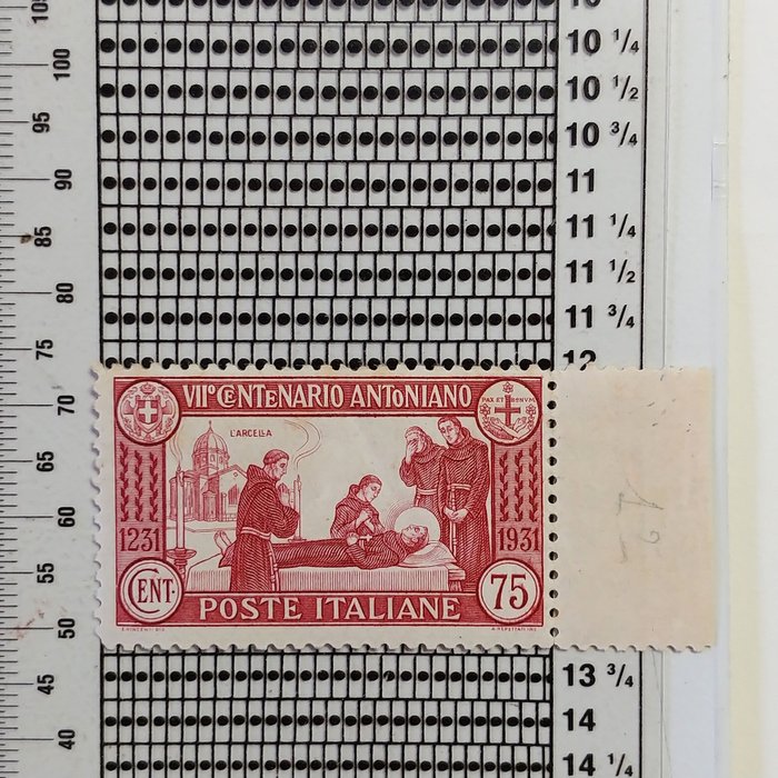 Italien Kongerige 1931 - "7. århundrede for St. Anthonys død" Dent. 12 arks kant fremragende centrering MNH** - Sassone N 299 euro 1.125,00