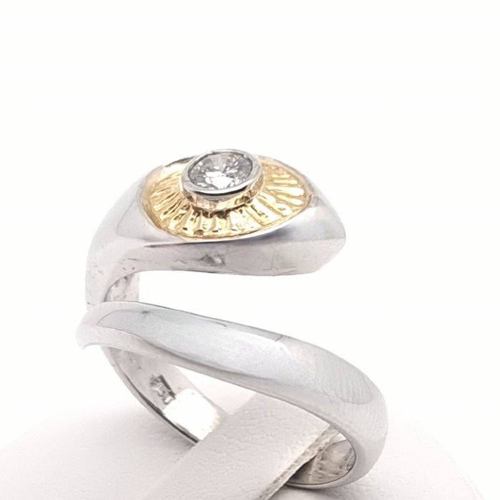 Ring - 18 kraat Gulguld, Hvidguld Diamant (Natur)