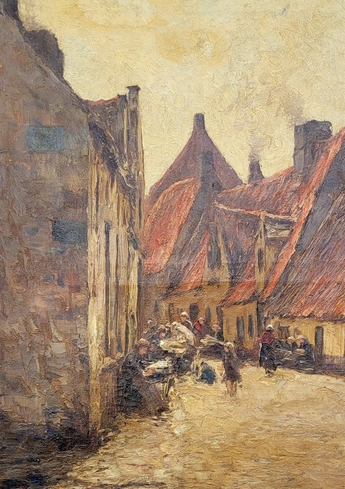 Joseph Francois (1851-1940) - Street scene in an old town