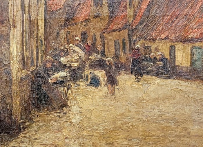 Joseph Francois (1851-1940) - Street scene in an old town