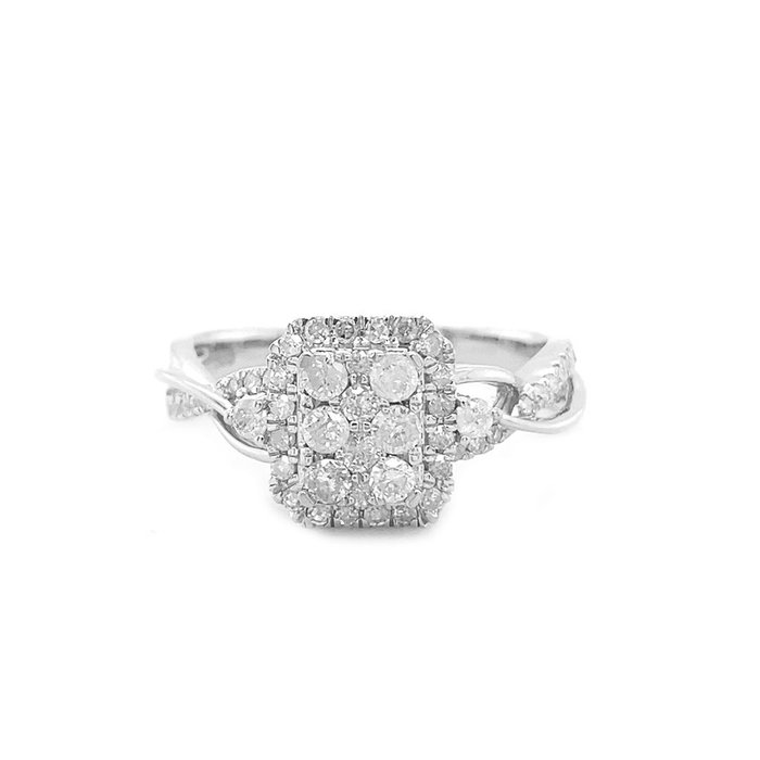 Ring - 14 karat Hvidguld -  0.57ct. tw. Diamant (Natur)