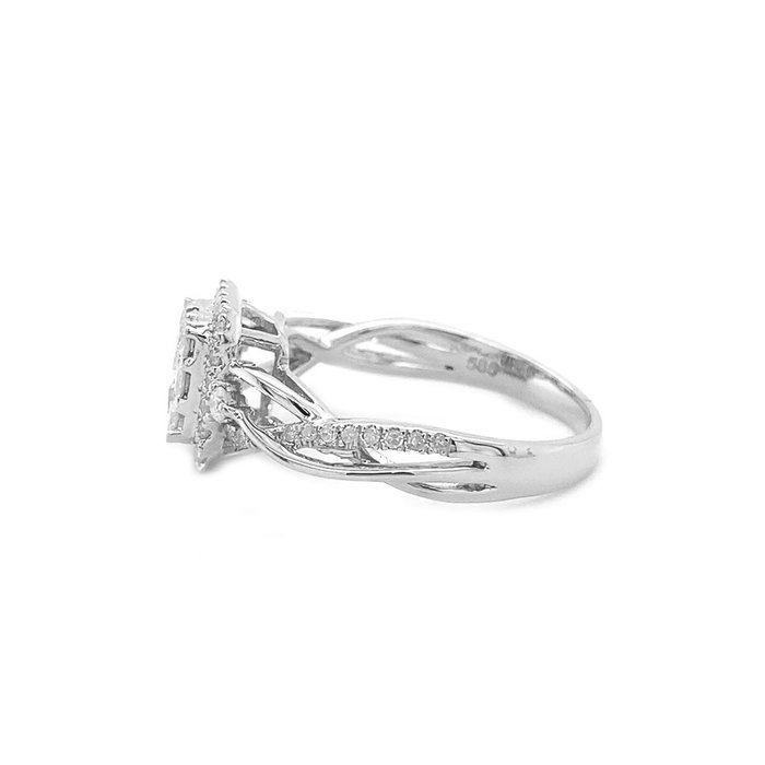 Ring - 14 karat Hvidguld -  0.57ct. tw. Diamant (Natur)