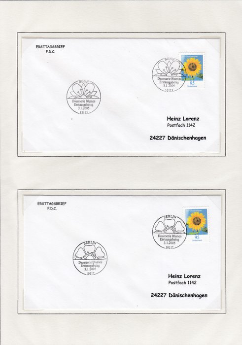 GDR 2005/2007 - DDR Tyskland 2005-2007 Bonn-Berlin. 325 FDC komplet i plastikbetræk.