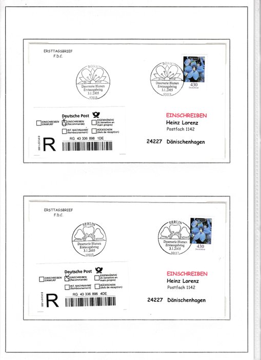 GDR 2005/2007 - DDR Tyskland 2005-2007 Bonn-Berlin. 325 FDC komplet i plastikbetræk.