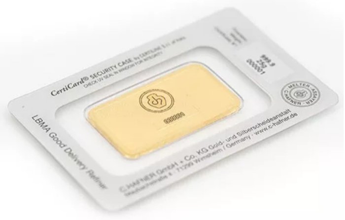 25 gram - Guld 999 - C. Hafner - Deutschland - Goldbarren im Blister CertiCard mit Zertifikat - Forseglet  Med certifikat