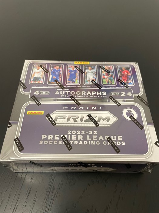 2022/23 Panini Prizm Premier League Erling Haaland, Chase for autographs 24 packs per box, 4 cards per pack - 1 Sealed box - Næsten så god som ny (NM)