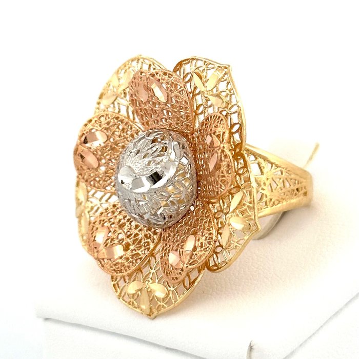 Handmade - Ring - 8.1 g - 18 kraat Gulguld, Hvidguld, Rosaguld