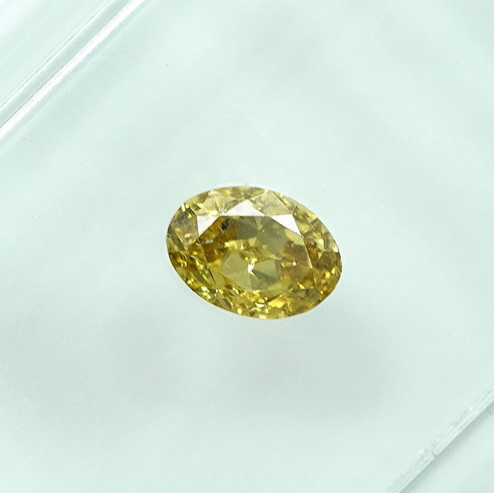 1 pcs Diamant  (Naturfarvet)  - 0.37 ct - Fancy intense Orange nuance Gul - SI2 - Gem Report Antwerp (GRA)