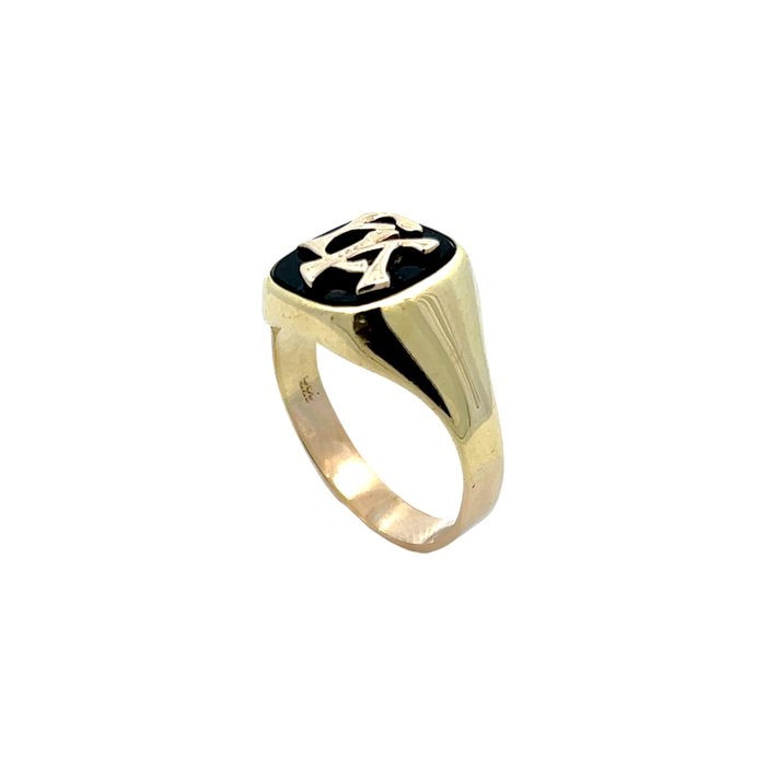 Ingen mindstepris - Ring - 8 karat Gulguld Onyx - Signetring